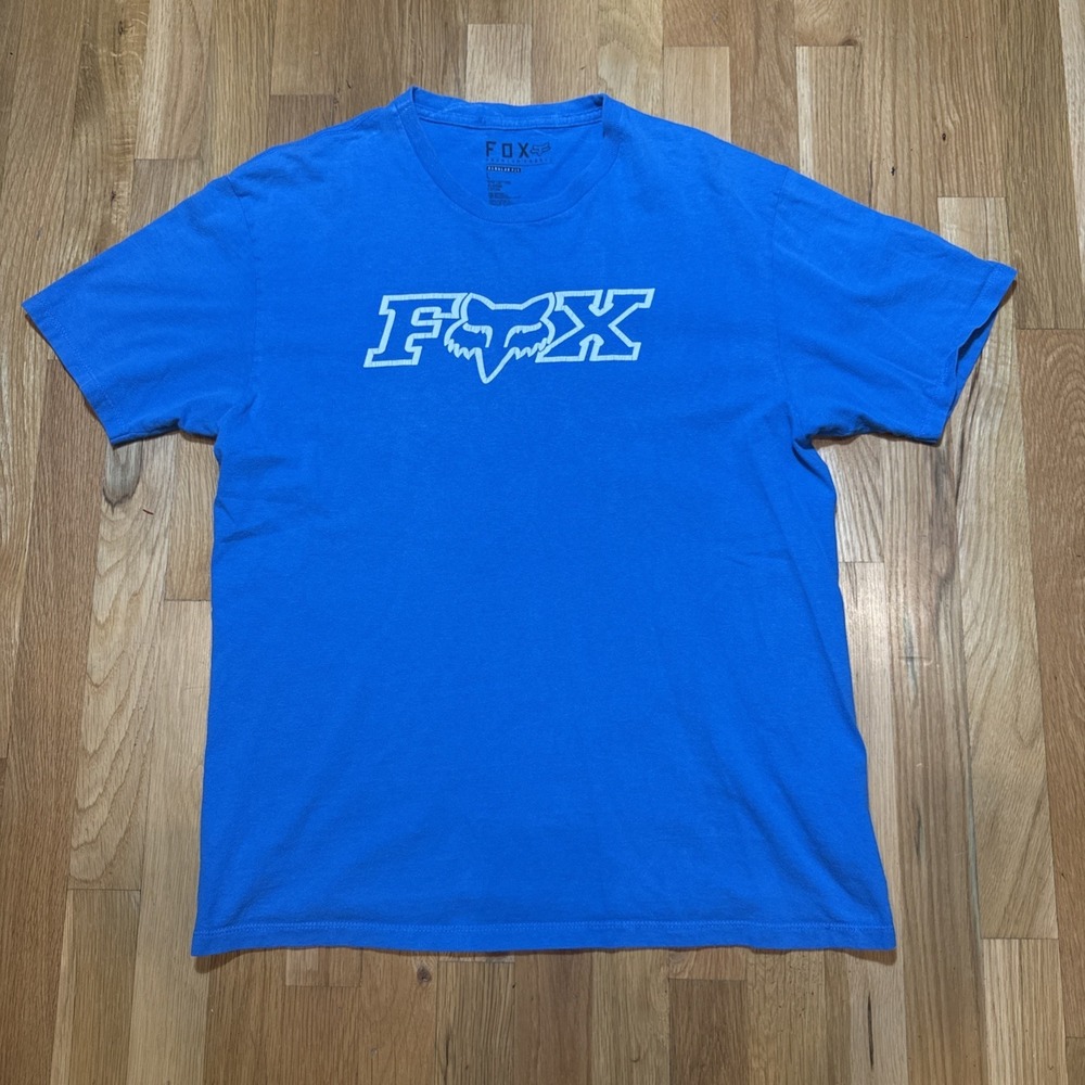 Vintage Fox Racing Legacy F Head X Tee Shirt Blue Size Large